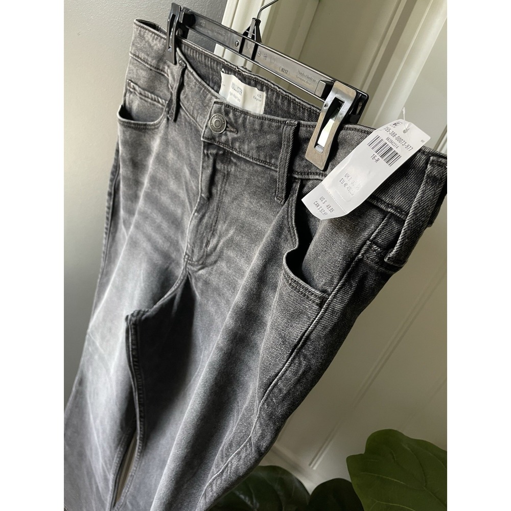 Hollister High-Rise Flared Gray Denim Jeans Women's 16R 5-Pocket Button Logo - Picture 2 of 5